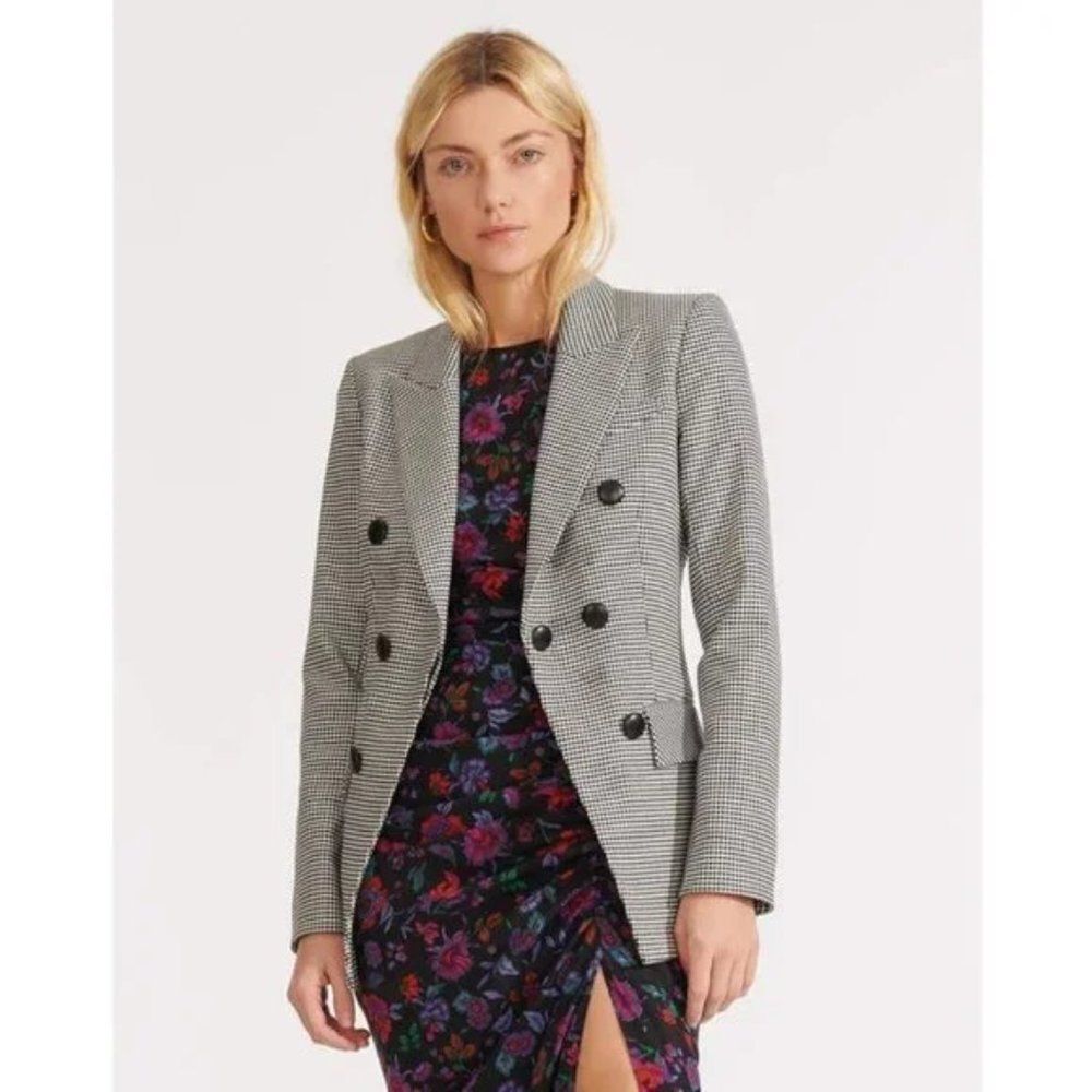 Veronica Beard Leon Dickey Black and White Houndstooth Blazer Jacket - Picture 3 of 14